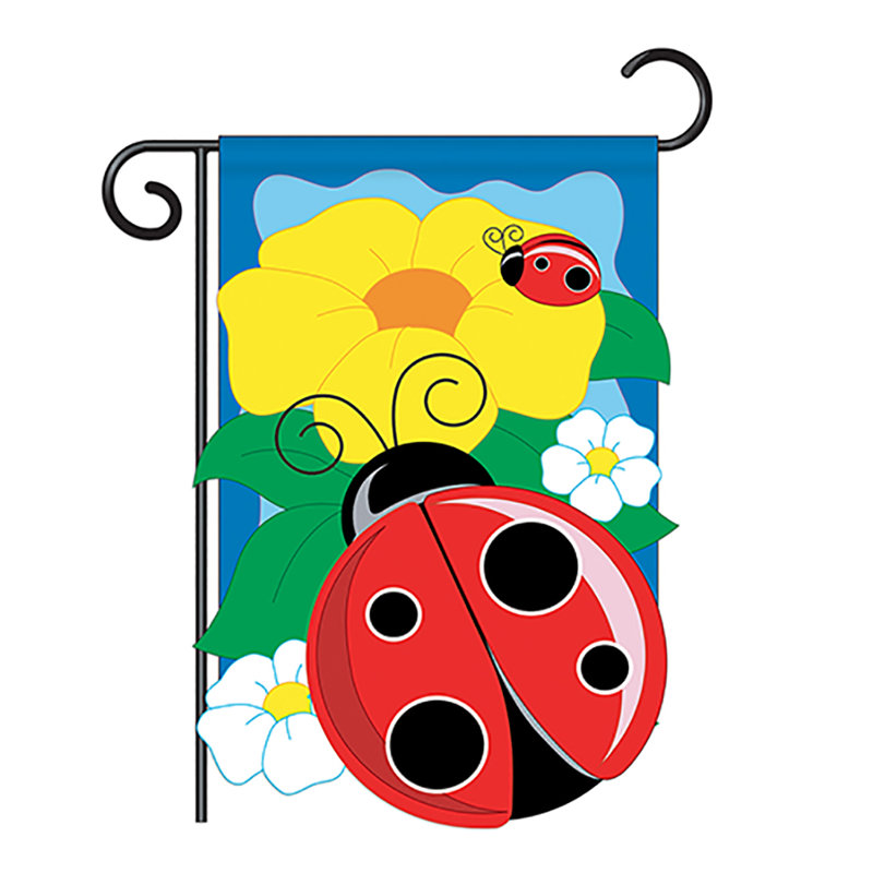 Coccinelle jardin amis bugs & grenouilles, polyester de 2 côtés 40 x 28 po drapeau maison