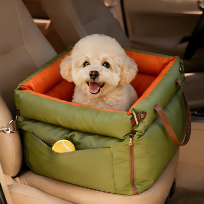 Siège d'auto d'appoint pour chien, lit imperméable pour animal de compagnie en cuir PU avec poches de rangement, noir