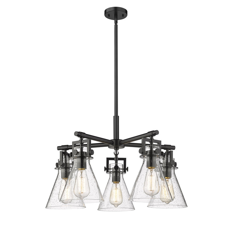 Lustre suspendu 5 lumières Barineau, Bullé, Noir mat