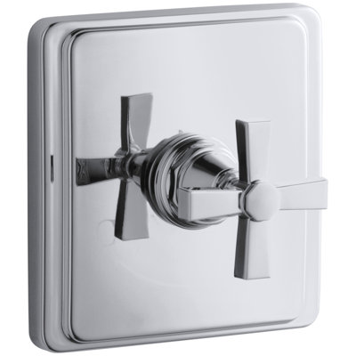 Pinstripe Pure Valve Trim with Pure Design Cross Handle for Thermostatic Valve, Requires Valve