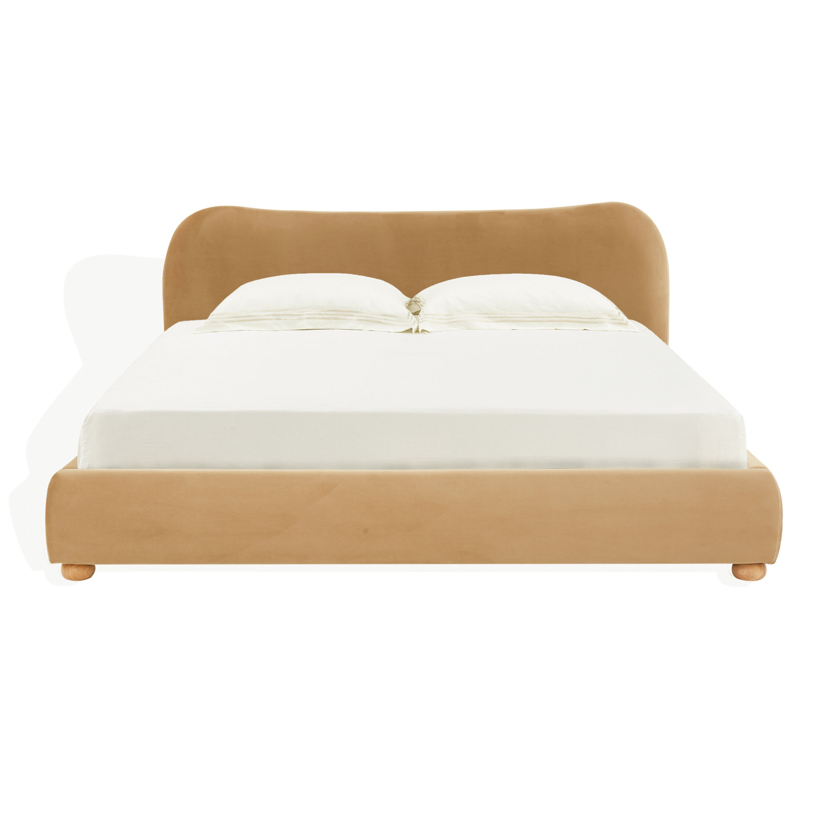 Liza Upholstered Bed, Queen, Light Brown Velvet