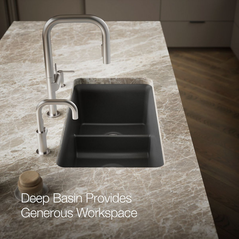 Cairn Smart Divide 33-1/2" Undermount Kitchen Sink, Dark Gray