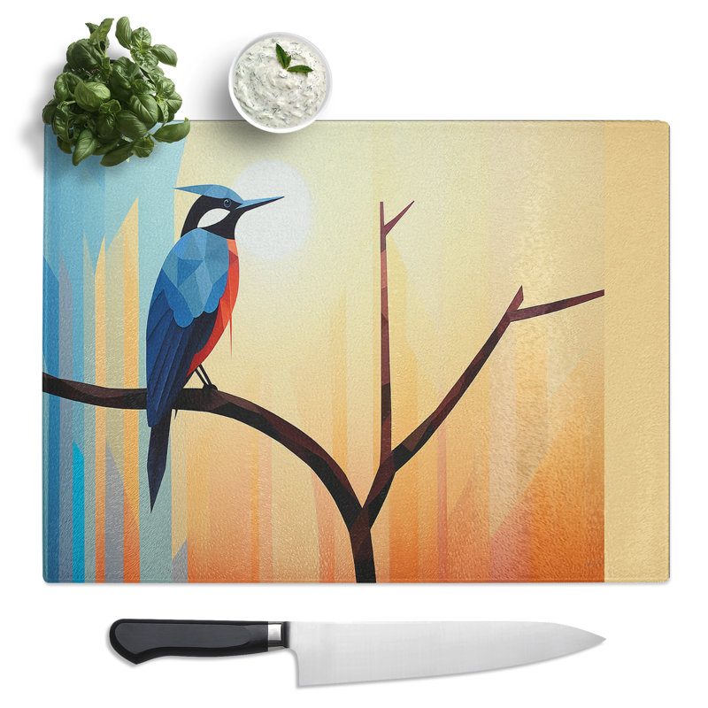 Kingfisher Minimalism No.2  Glass Chopping Board