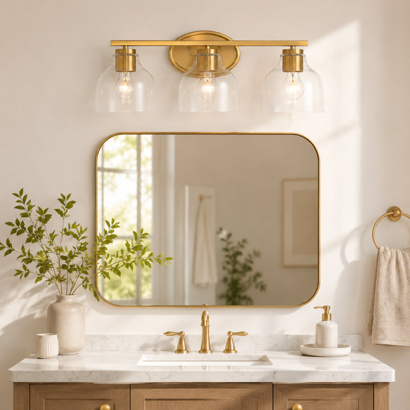 Lamaria Dimmable Vanity Light, 3, Brushed Gold