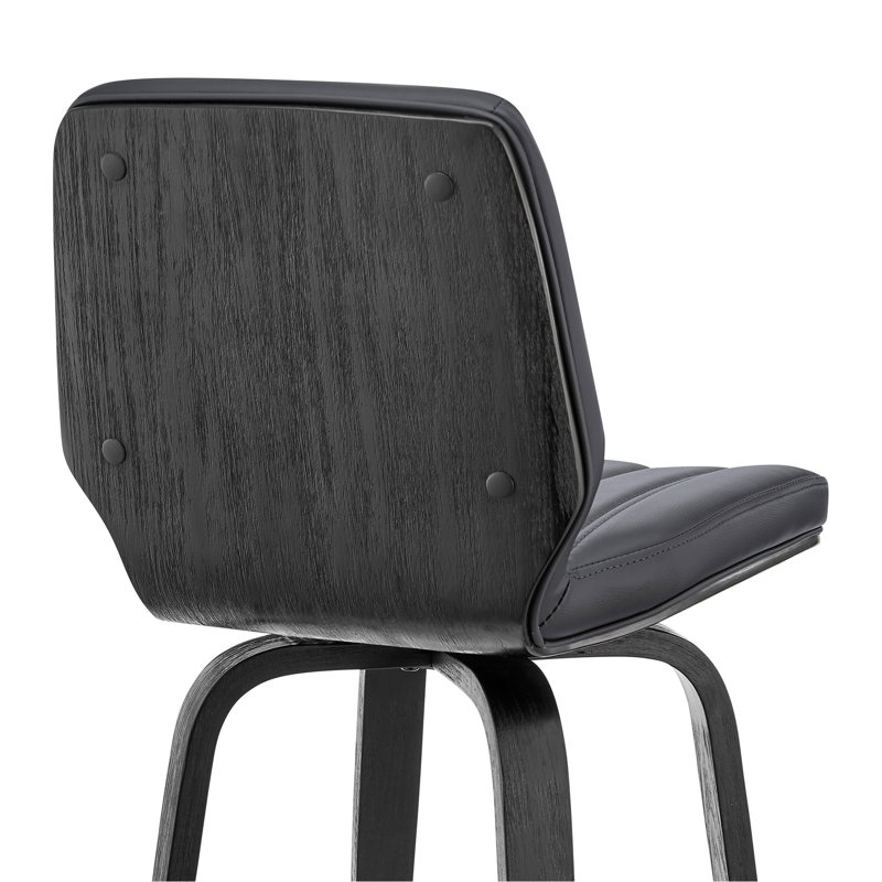 Tabouret de bar pivotant en similicuir et bois noir de 30 po