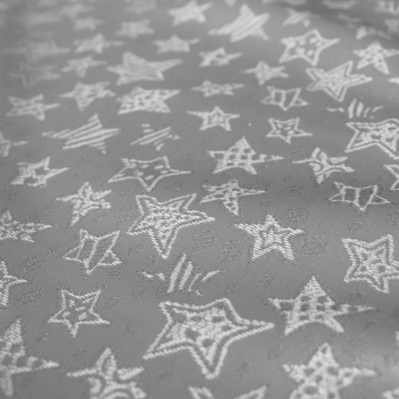 Silver Brocade Holiday Tree Skirt with Shiny Stars, 56" Round