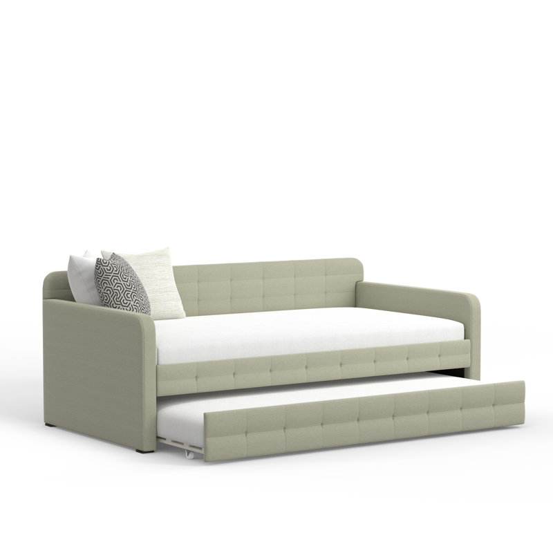 Chandell Upholstered Daybed with Trundle Bed, Beige