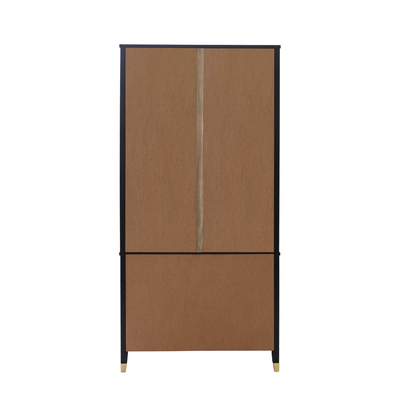 2 Door Solid + Manufactured Wood Wardrobe, Black