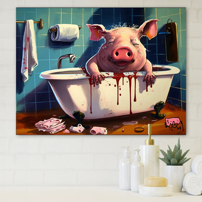 " Happy Pig Taking A Bath "