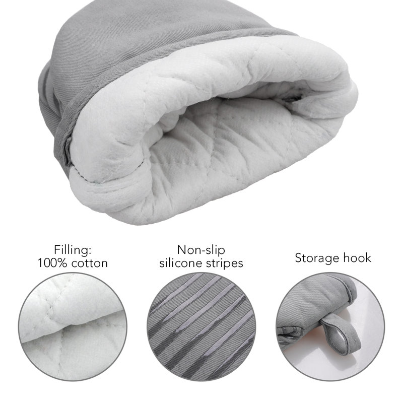 FabStyles Cotton Oven Mitt Set, Gray