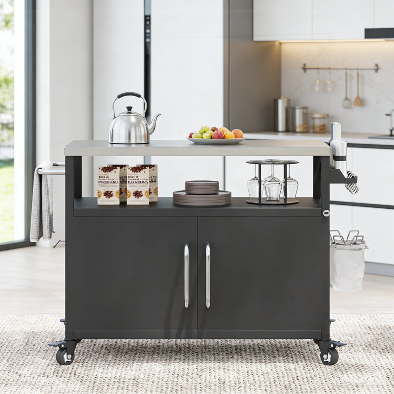 Îlot de cuisine extérieur 54,5 po avec plateau en acier inoxydable