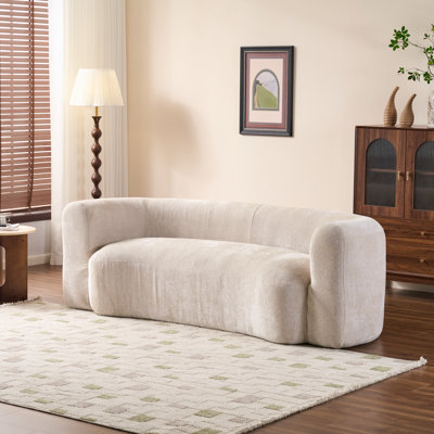 Prynn 87.75" Modern Compression Chenille Upholstered Round Arm Curved 3-Seater Sofa with Single Cushion Seat