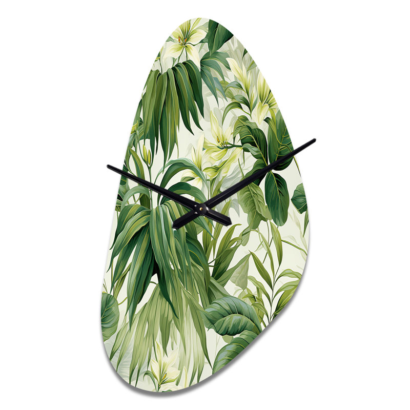 Vintage Jungle - horloges métalliques en forme de plantes, horloge murale asymétrique verte, Grand