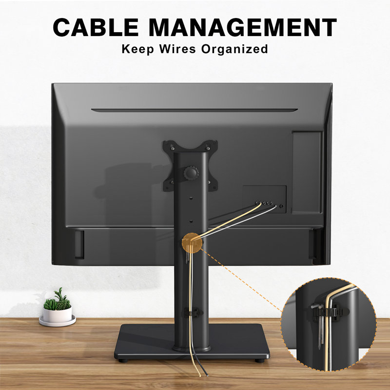 Universal Monitor Desk TV Stands with Swivel Mount, Black, 18.4" H x 11.8" W x 7.9" D