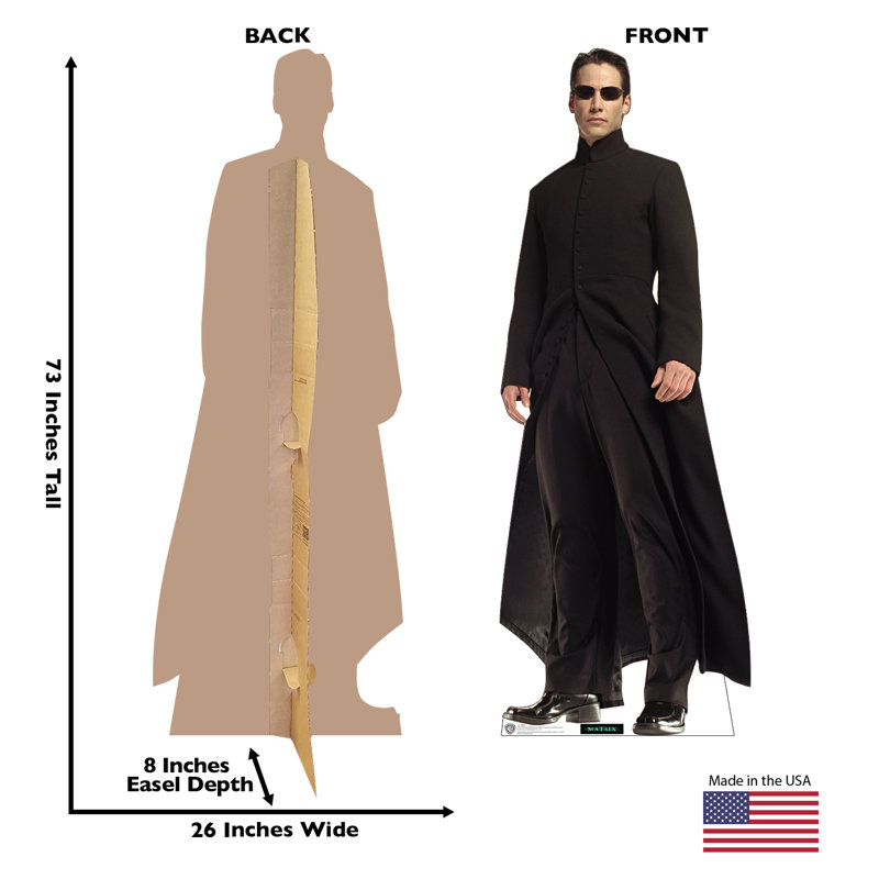 73'' Black Cardboard Standup of Neo from The Matrix