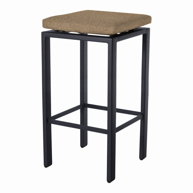 Aris Outdoor Bar Stool, Graphite, Alcazar Redwood, 31.25"