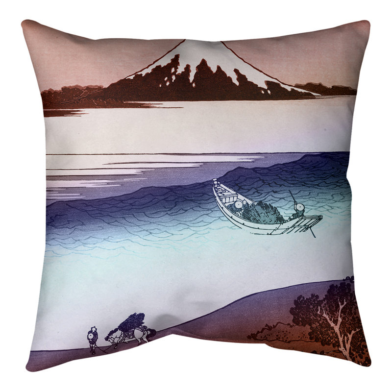 Coussin de sol de la rivière Tama à Musashi, 28 po x 28 po, Rouge/bleu