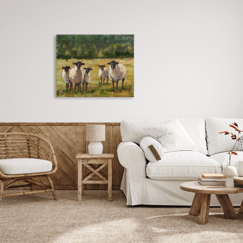 «Flock of Sheep Family Peinture», impression, H 30 po x l 40 po x P 1,5 po