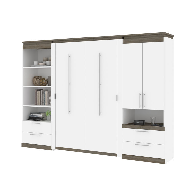 Lit escamotable avec tiroirs Camalla, Blanc