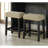 Two-Tone Design Transitional Black 3Pc Dining Set Table 2X Stools Tufted Beige Seats Dining Room-1415679422