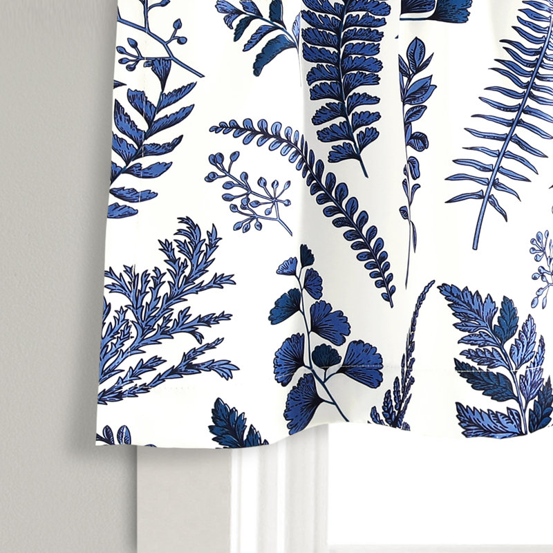 Tailored 52'' W Window Valance, White/Navy
