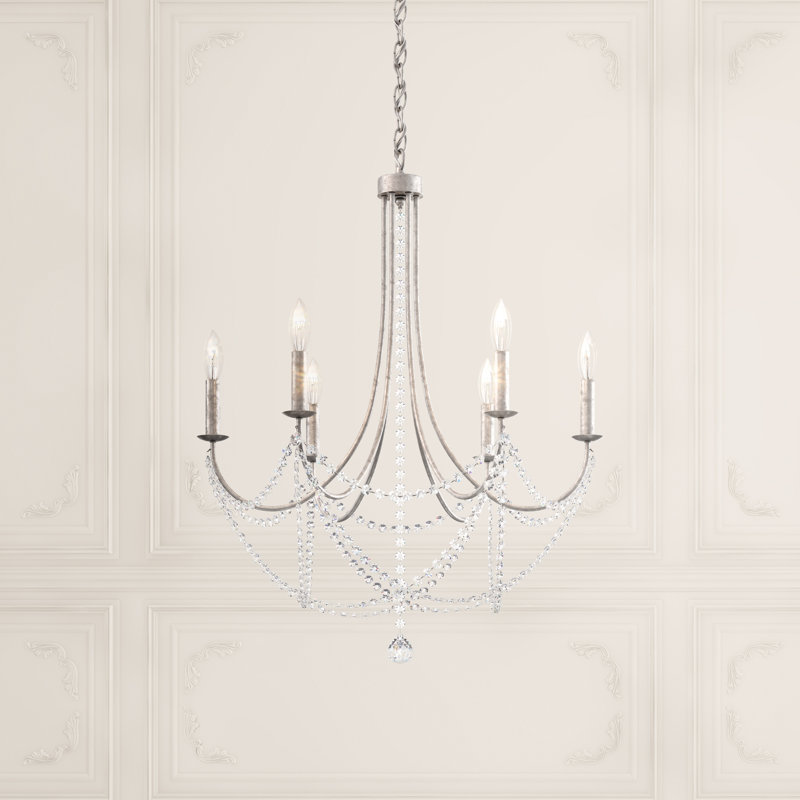 Verdana 6 - Light Chandelier, Antique Silver