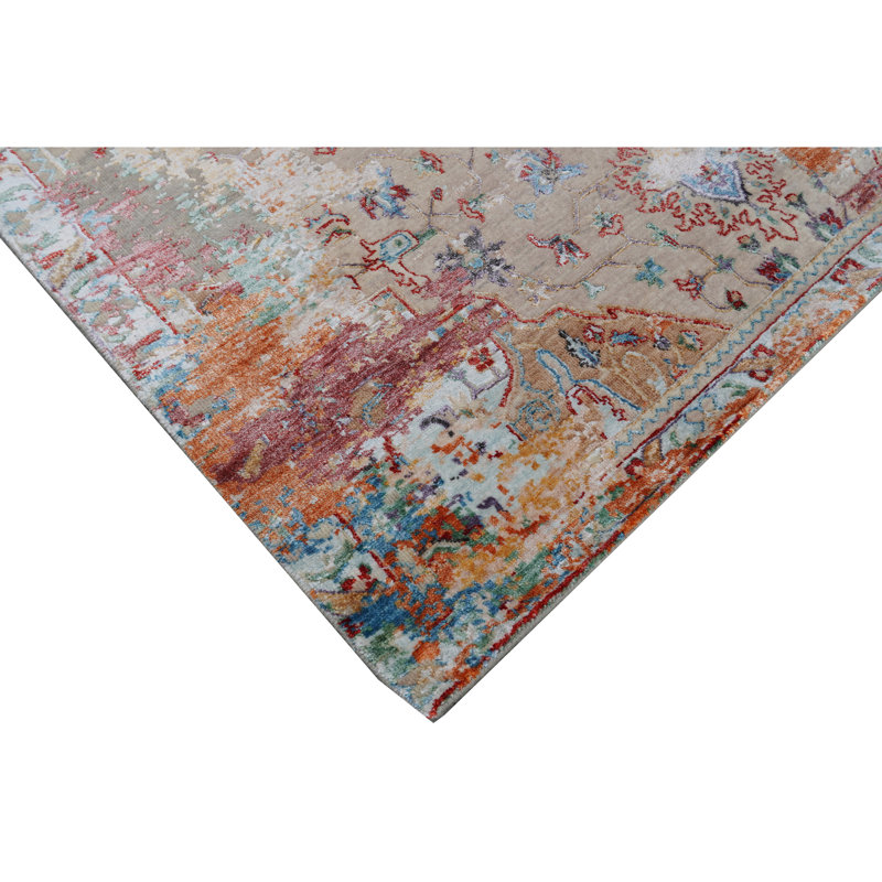 Hand Knotted Abstract Indoor Rug, Rectangle 6' x 9'