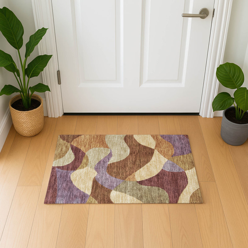 Premium Machine Washable Mayfield AMF2141 abstract Rug, 1'8" x 2'6", Paprika