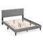 Base de lit grand format avec tête de lit tapissier en tissu de lin et support en lattes de bois-1449374486