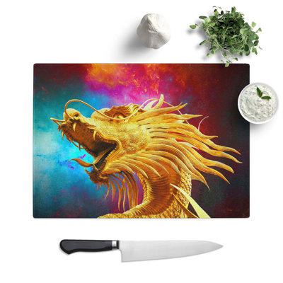 Tempered Glass Oriental Dragon Chopping Board