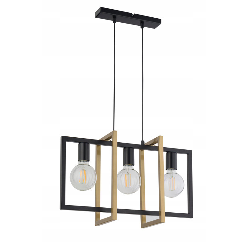 3 - Light Kitchen Island Pendant, Black/Gold, 80 x 50 x 18cm