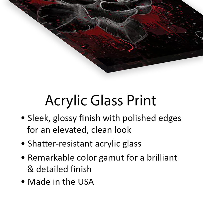 Rose noire imprimée sur verre acrylique, H 24 po x l 16 po x P 0,25 po