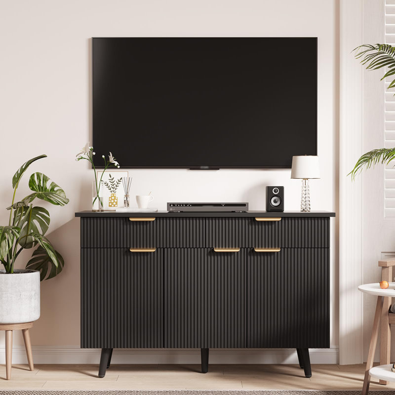 47" Fluted Buffet Cabinet with 3 Doors, 2 Drawers & Adjustable Shelves