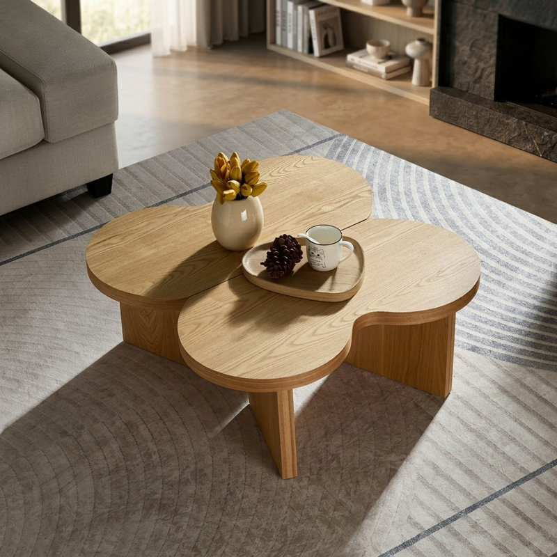 Table basse Butterfly MDF Surface style moderne divisé pour salon, chambre à coucher, bureau, facile à nettoyer