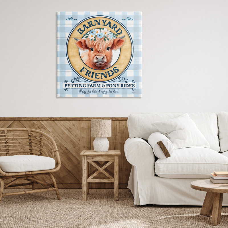 «Barnyard Friends», art mural sur toile à carreaux par Mollie B., H 36 po x l 36 po