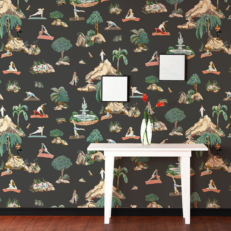 Forest Yoga, Non-Woven, Natural on Charcoal