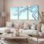Ensemble de 3 tableaux sur toile tendue représentant un magnolia bleu et blanc-1326073378