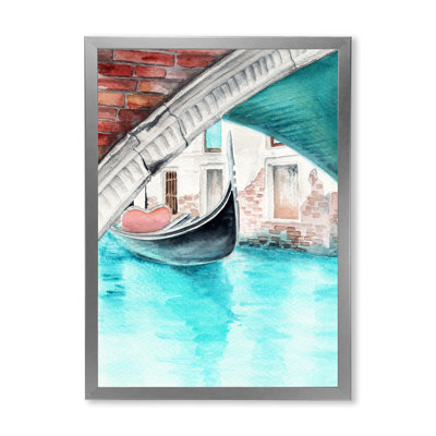 «The Venetian Canal With A Floating Gondola I - French Country», reproduction d'art sur toile