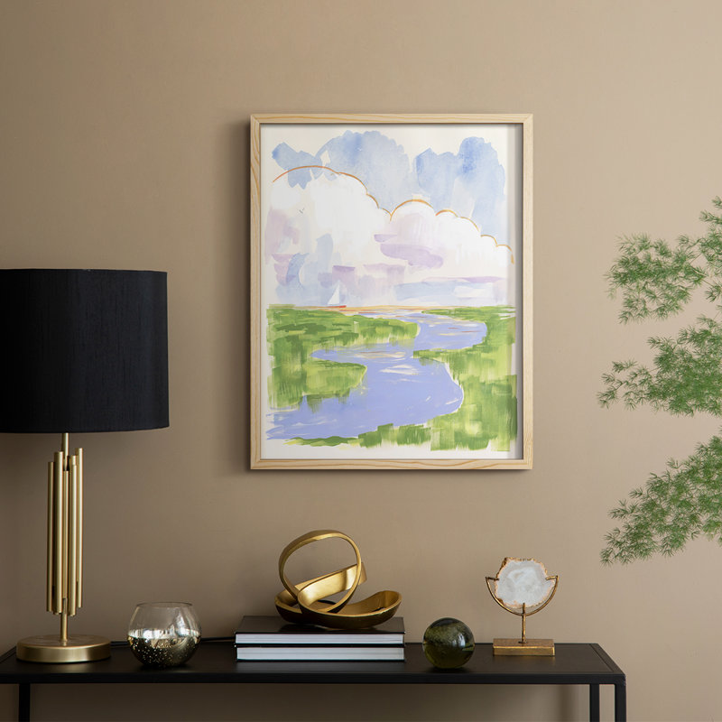 «Low Country River Vista I», reproduction encadrée - bois massif
