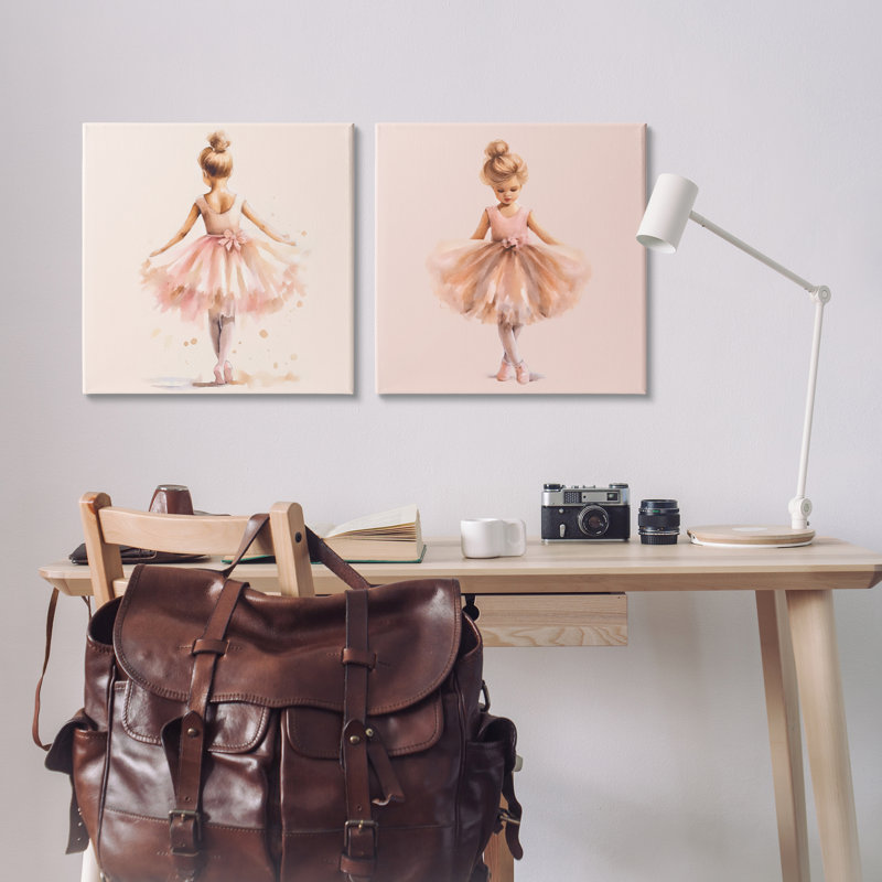 "Ballerina Dancing Stars", ensemble de 2 toiles murales par Andrea Haase, H 24 po x l 24 po