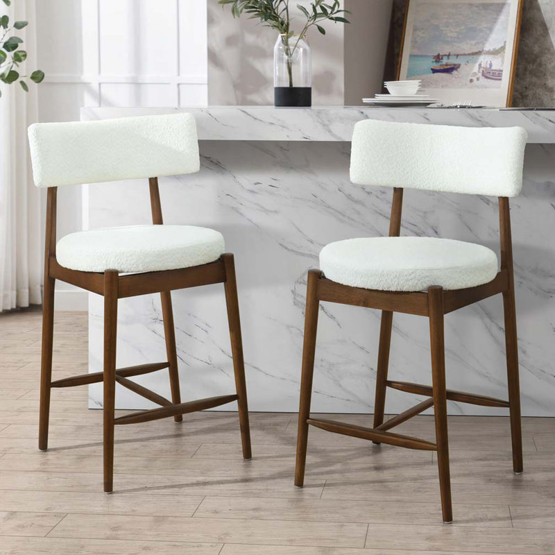 Tabourets de comptoir rembourrés en tissu Travares, Brun