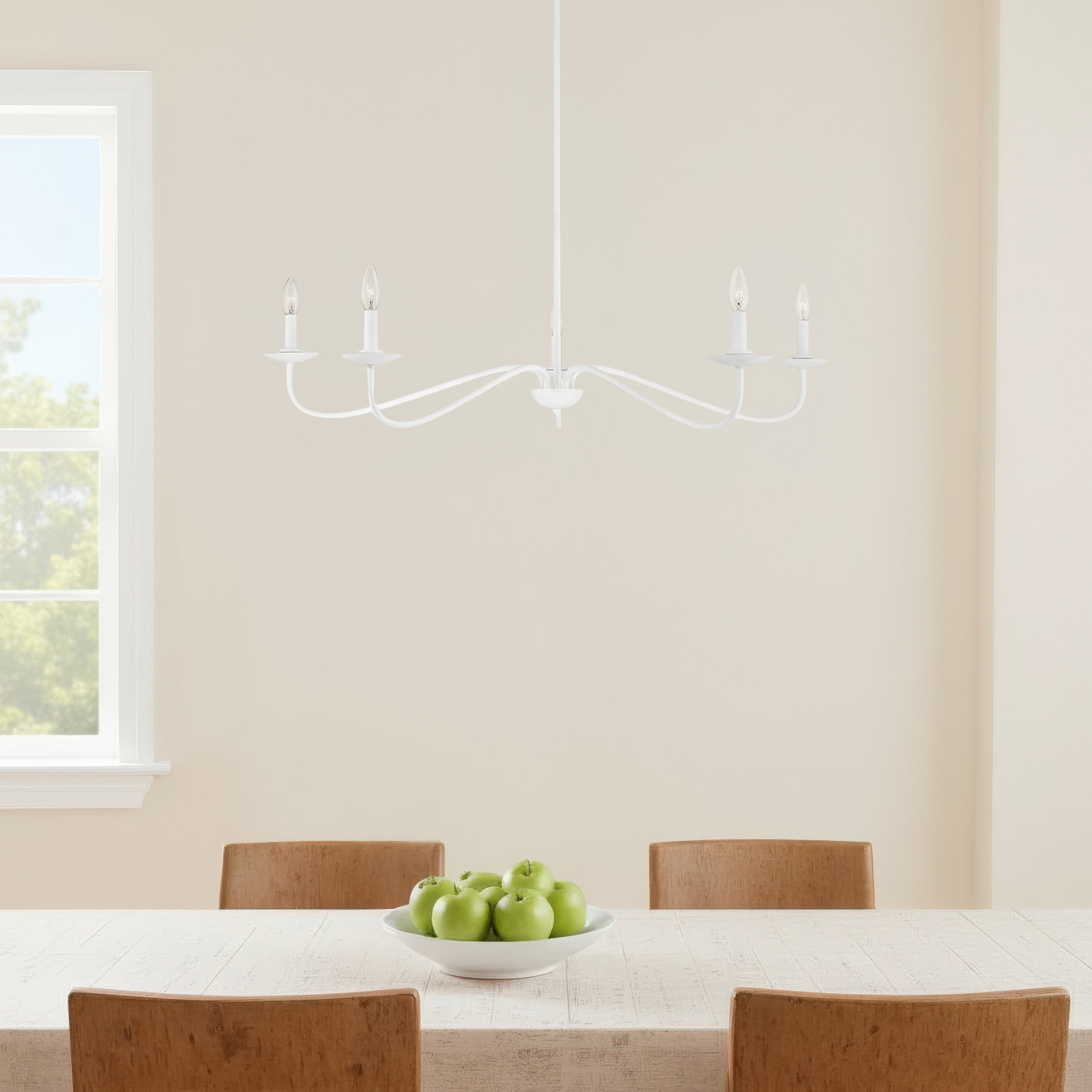 Abigeal 5 - Light Candle Style Classic Chandelier, Bisque White