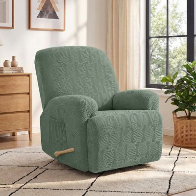 Tiba Recliner Chair Covers 4-Piece High Elasticity Jacquard Recliner Cover, Soft Couch Cover for Recliner Machine Washable Furniture Protector with Elastic Bottom