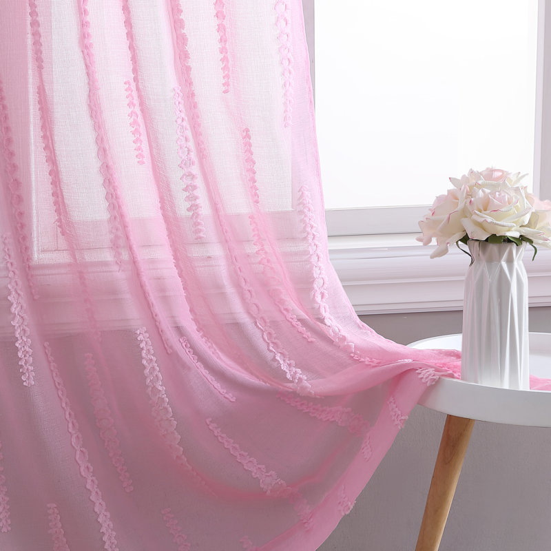 Juvenile Solid Sheer Rod Pocket Curtain Panels, Pink