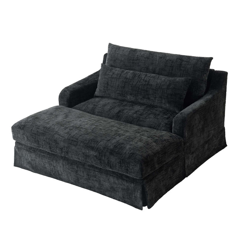 Canapé-lit en chenille, canapé Cama de 59,5 pouces, canapé-lit, canapé causeuse, canapé décontracté avec surface texturée et deux coussins, convient au salon