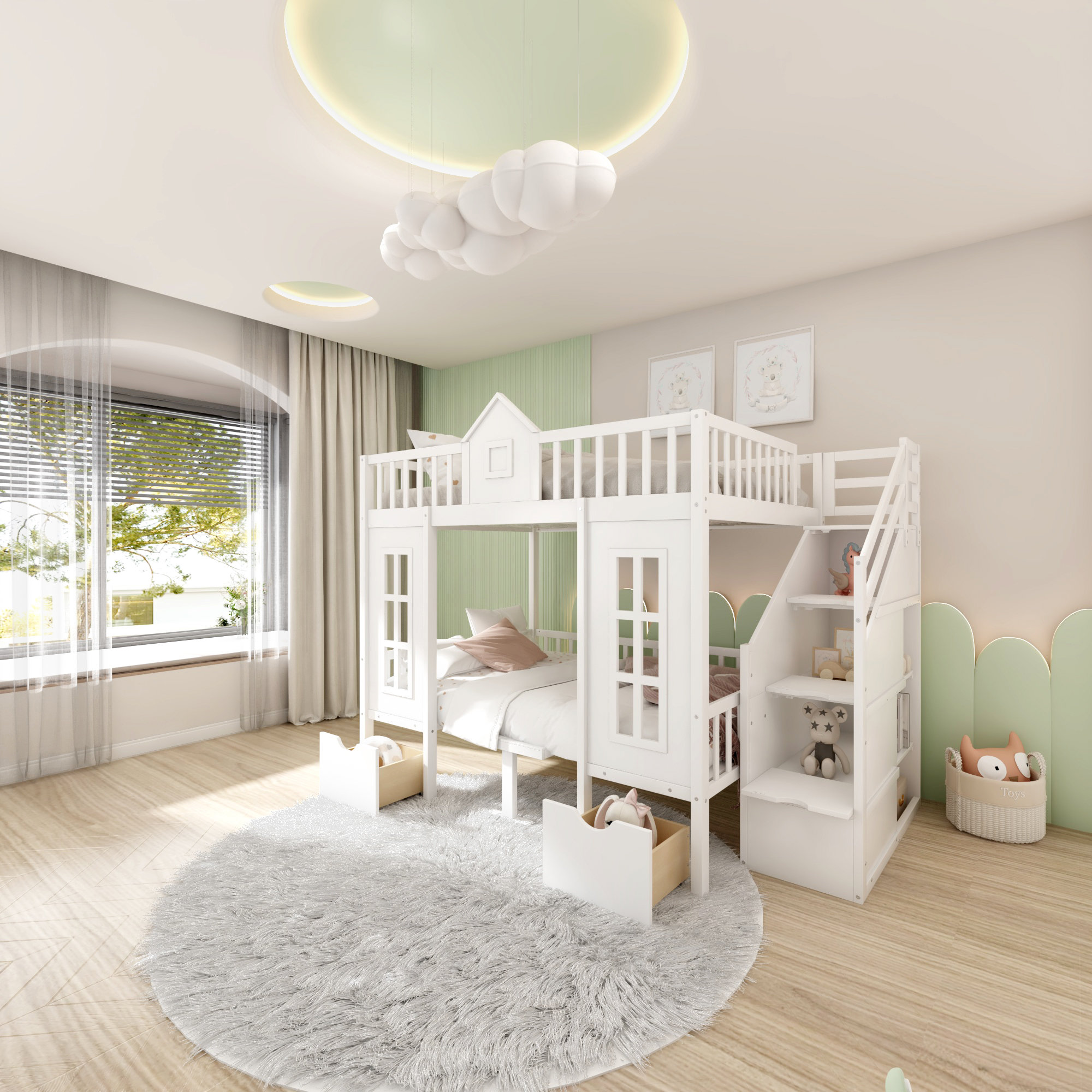 Harper Orchard Lausanne Kids Full Over Full Bunk Bed with Drawers Wayfair