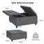 33.5"W Upholstered Square Coffee Table Storage Ottoman With Split Lift Top-124794780