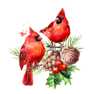 Red Birds by Daria Ustiugova - Wrapped Canvas Print