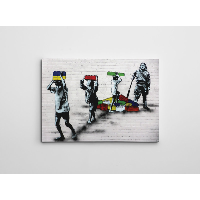 Superbe impression sur toile de Banksy, 27,6 x 39,4 pouces | 50% coton / 50% polyester, impression numérique de haute qualité | Cadre en bois de 0,8 po x 1,2 po | Parfait pour la décoration intérieure, les amateurs d'art et les cadeaux uniques
