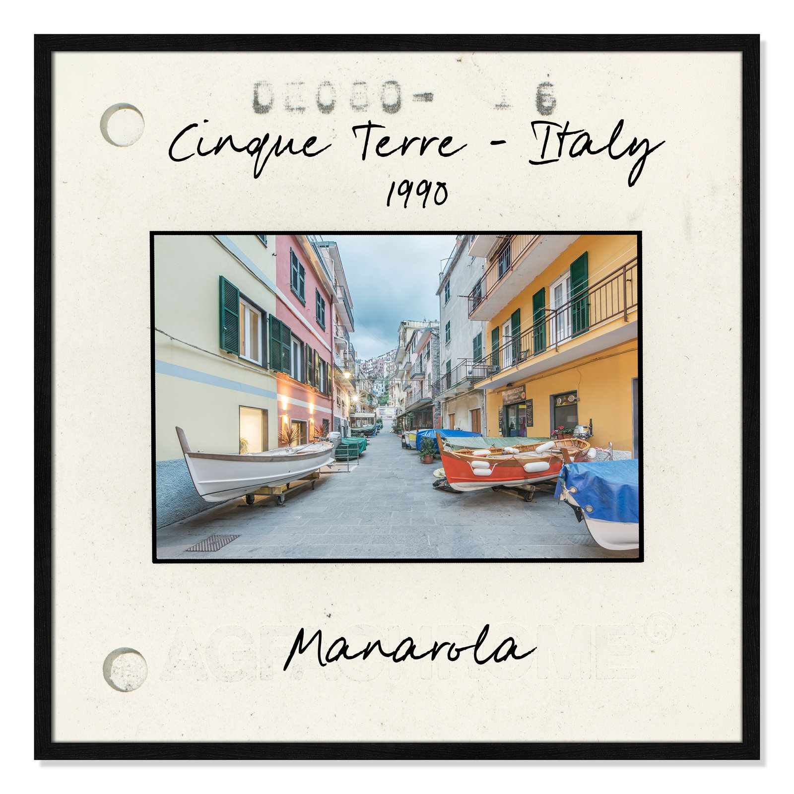 Ritona "Cinque Terre - Manarola" Print, Black Single Picture Framed Paper, 32" H x 32" W x 0.75" D